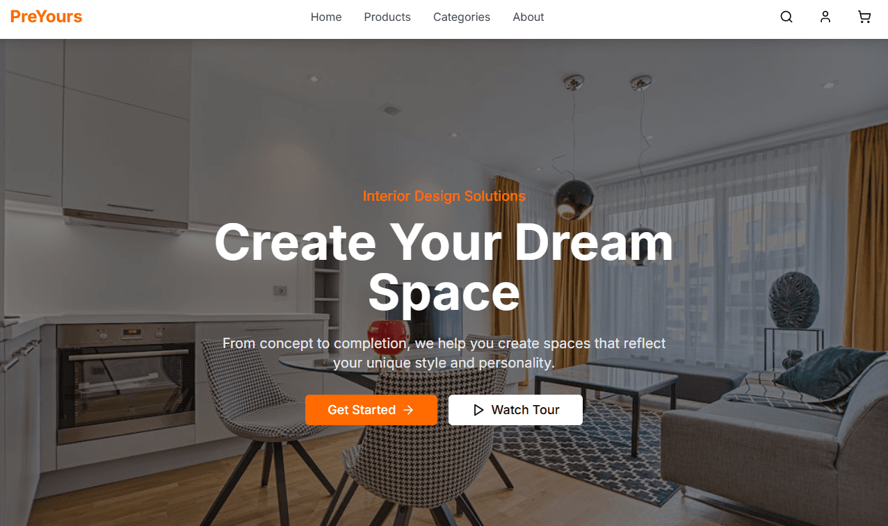 Furniture marketplace storefront with product grid, Sanity CMS and Stripe checkout